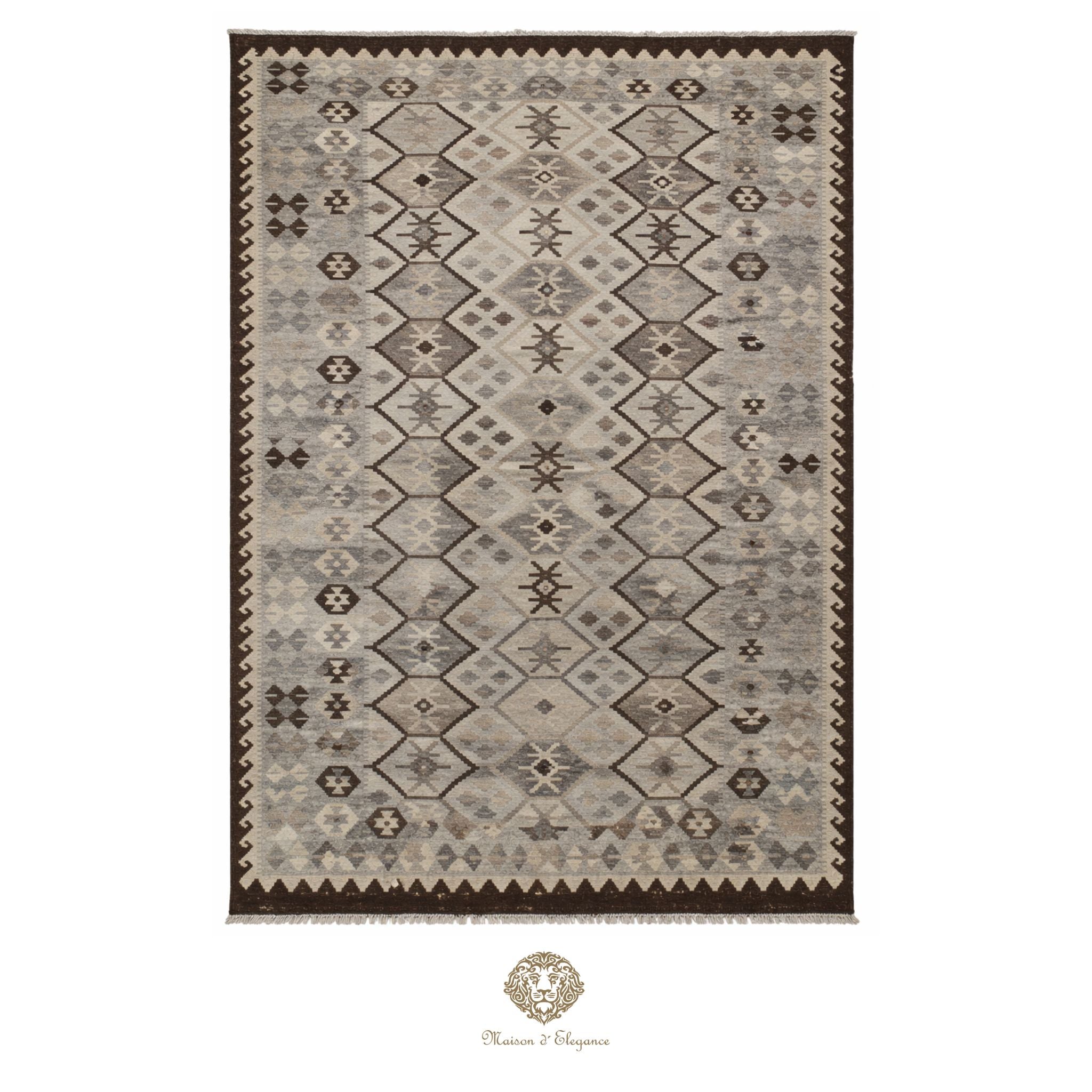Alfombra Kilim Transicional Lana Geométrica 198x300 cm - Tintes Naturales