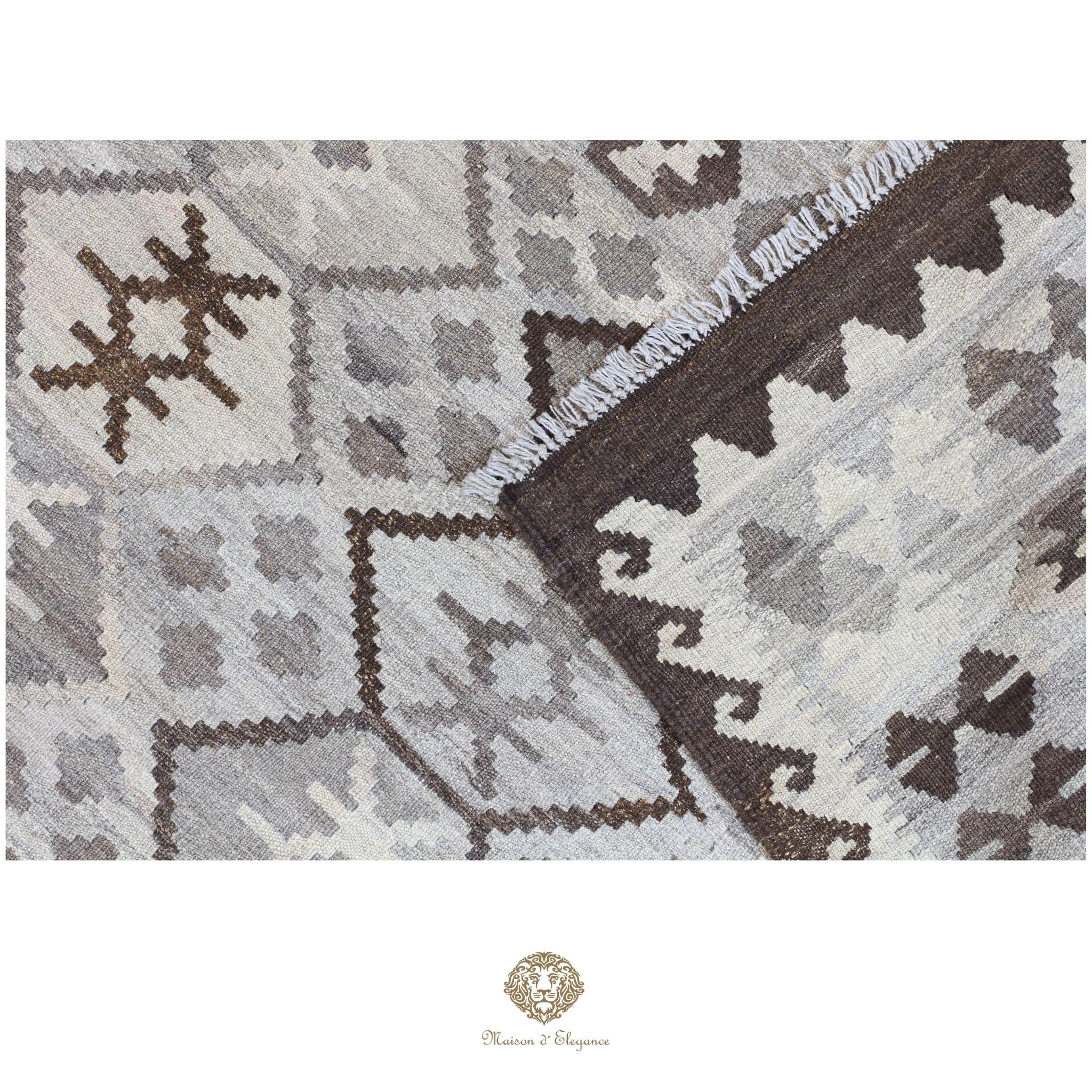 Alfombra Kilim Transicional Lana Geométrica 198x300 cm - Tintes Naturales