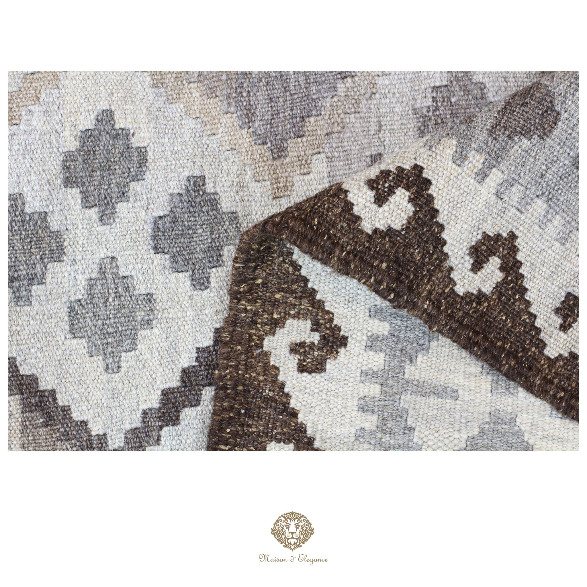 Alfombra Kilim Transicional Lana Geométrica 198x300 cm - Tintes Naturales