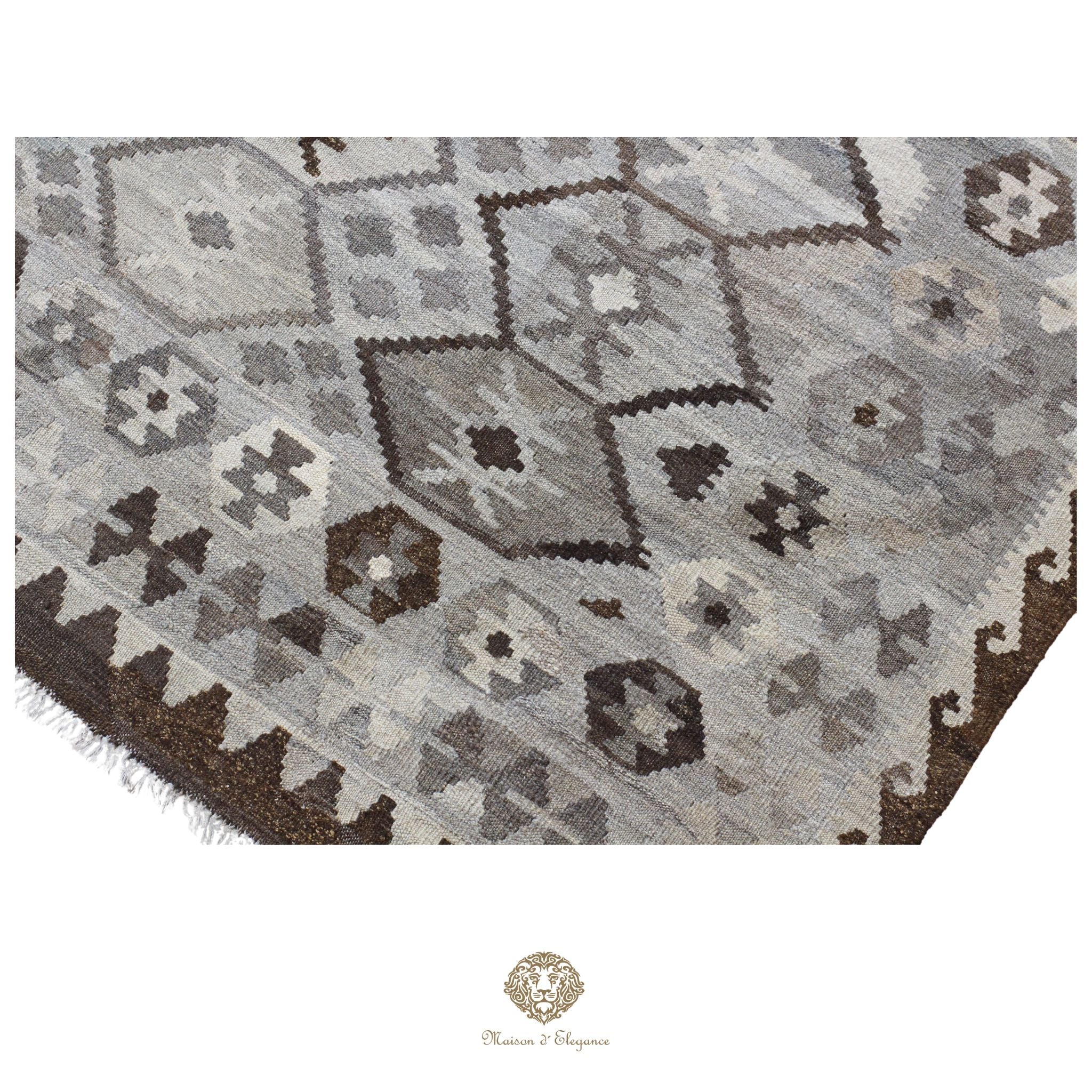 Alfombra Kilim Transicional Lana Geométrica 198x300 cm - Tintes Naturales
