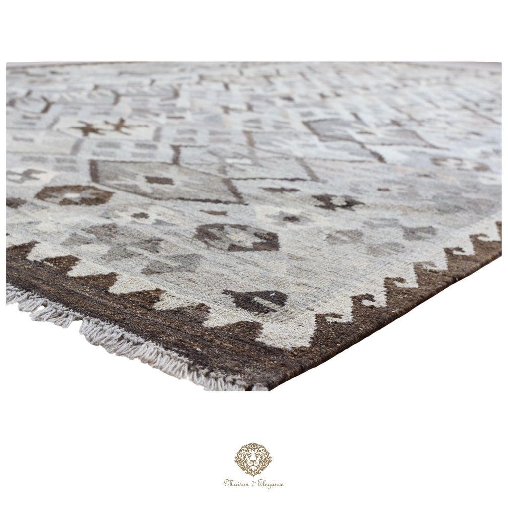 Alfombra Kilim Transicional Lana Geométrica 198x300 cm - Tintes Naturales
