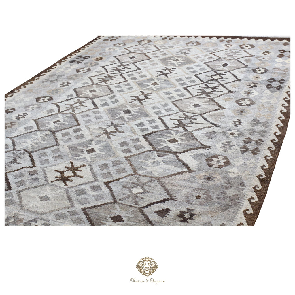 Alfombra Kilim Transicional Lana Geométrica 198x300 cm - Tintes Naturales