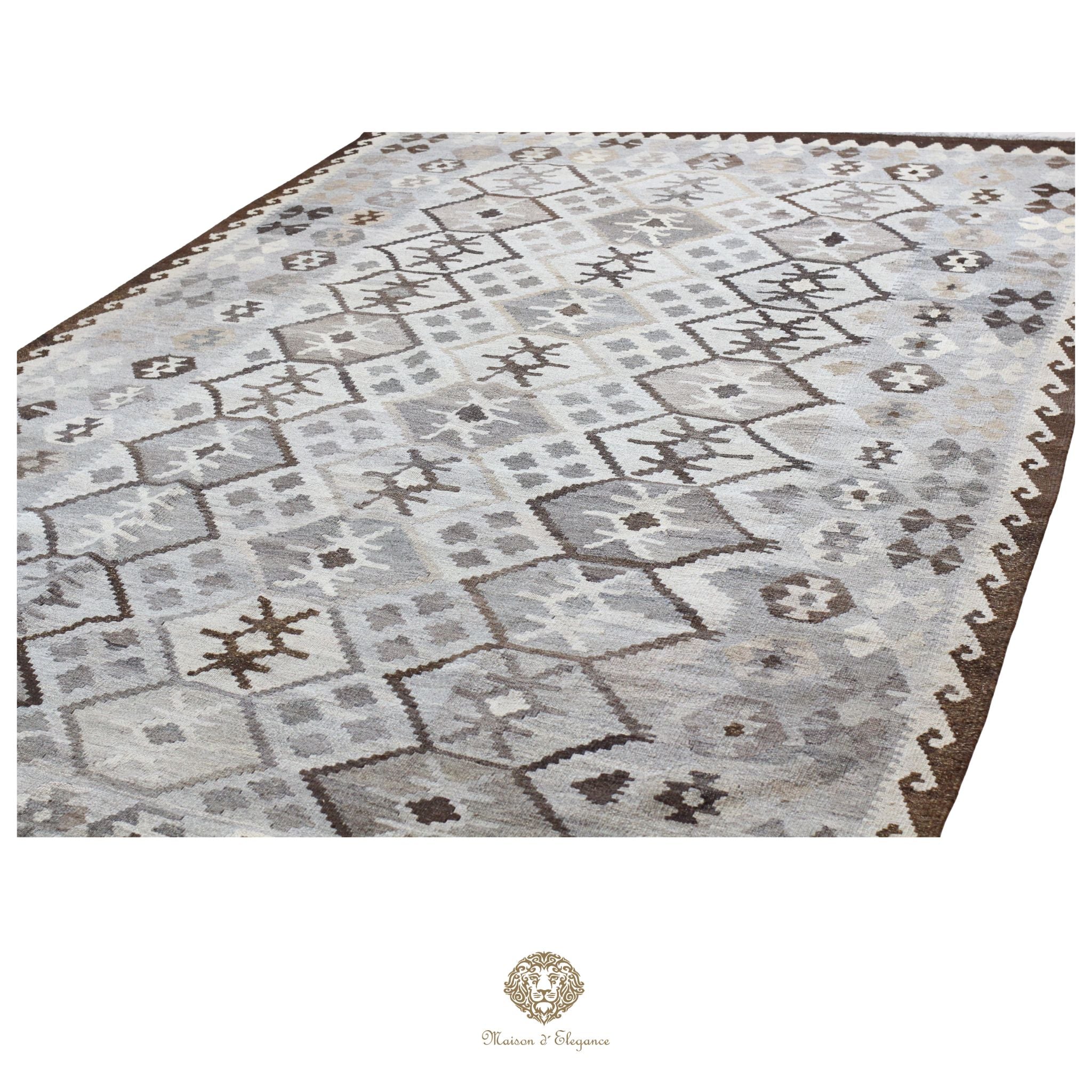 Alfombra Kilim Transicional Lana Geométrica 198x300 cm - Tintes Naturales