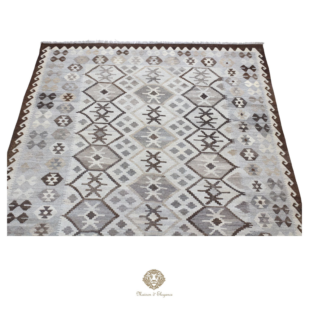 Alfombra Kilim Transicional Lana Geométrica 198x300 cm - Tintes Naturales