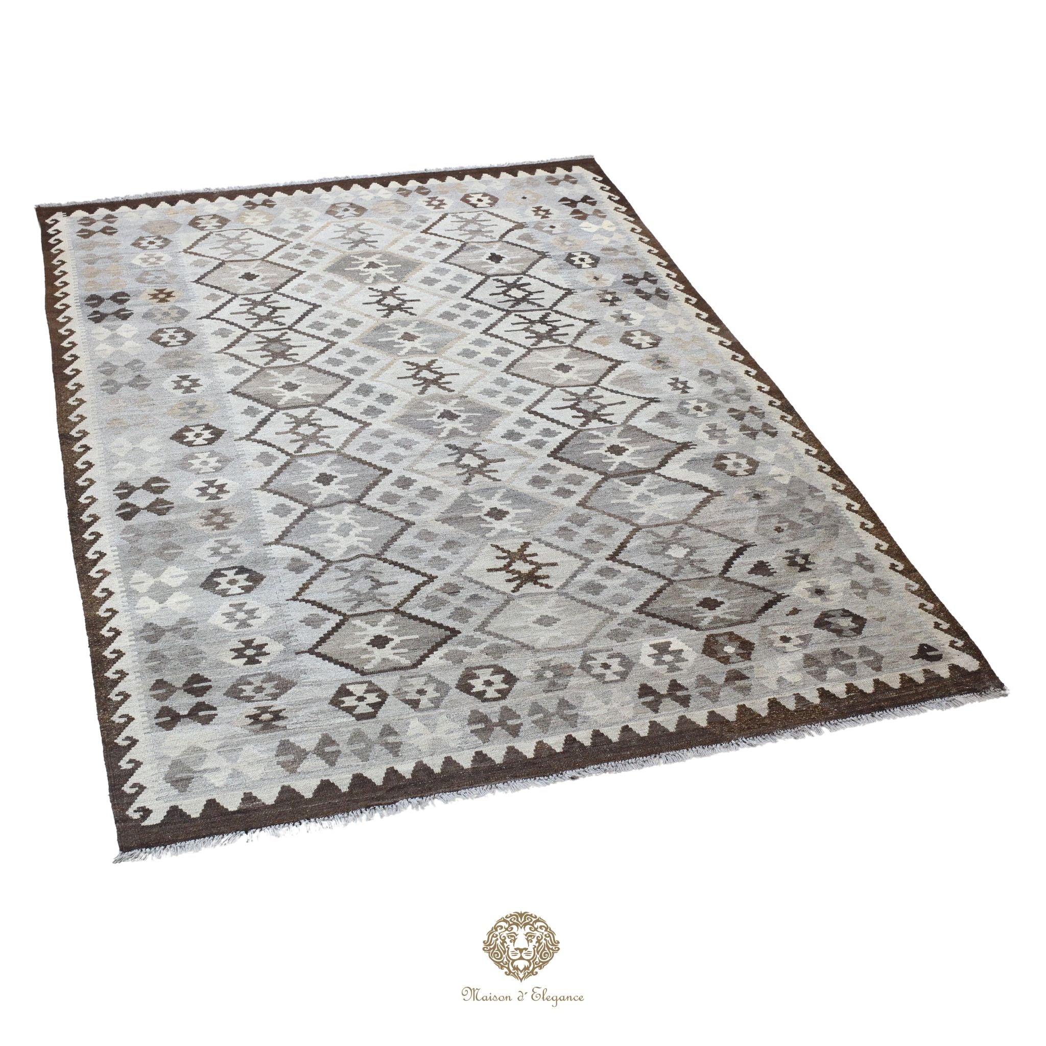 Alfombra Kilim Transicional Lana Geométrica 198x300 cm - Tintes Naturales