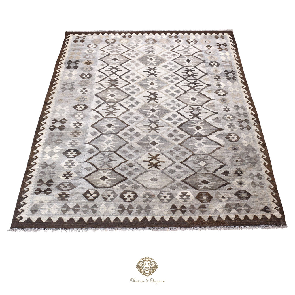 Alfombra Kilim Transicional Lana Geométrica 198x300 cm - Tintes Naturales