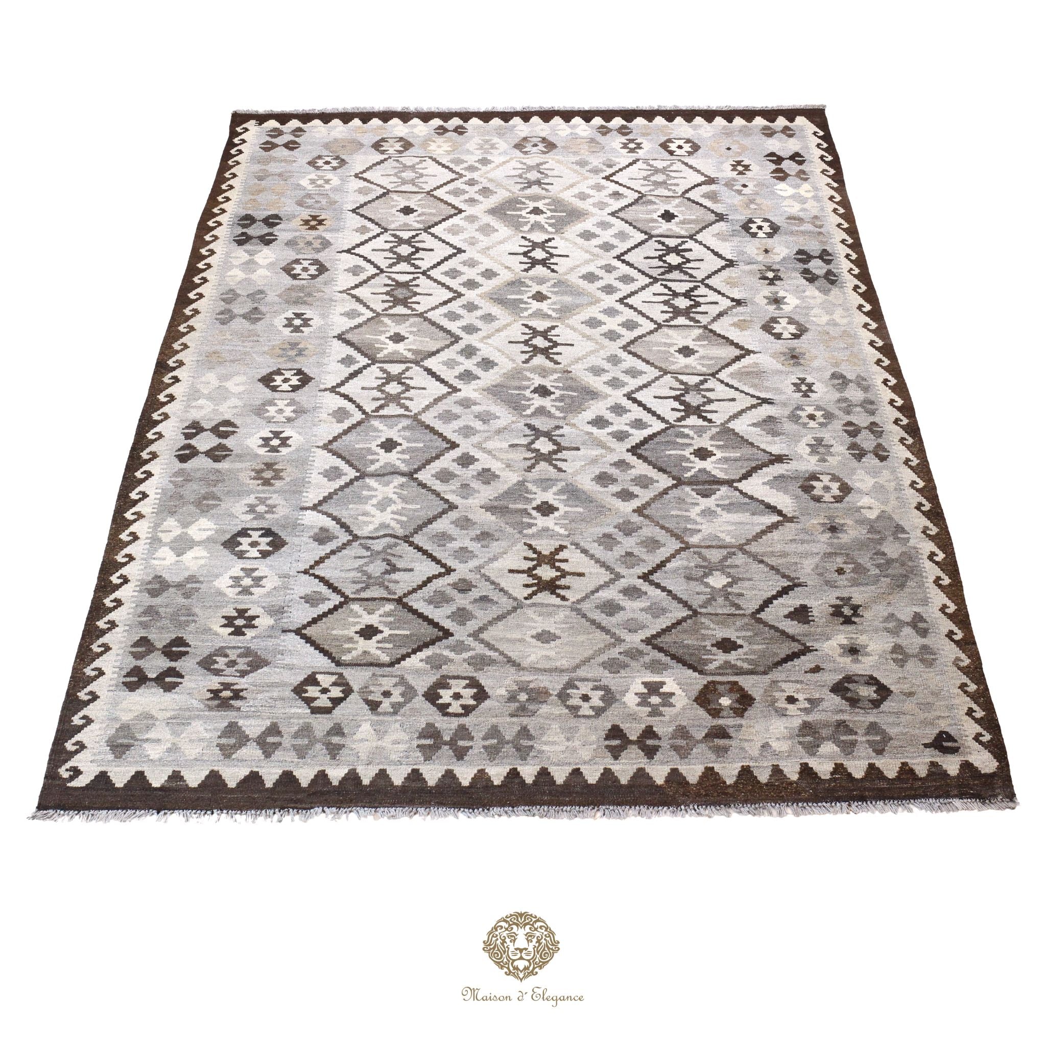 Alfombra Kilim Transicional Lana Geométrica 198x300 cm - Tintes Naturales