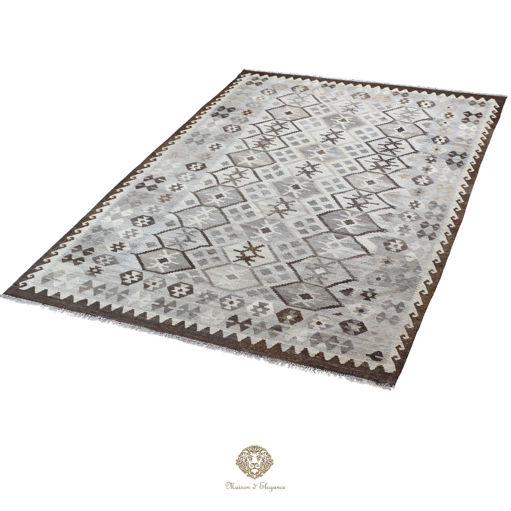 Alfombra Kilim Transicional Lana Geométrica 198x300 cm - Tintes Naturales