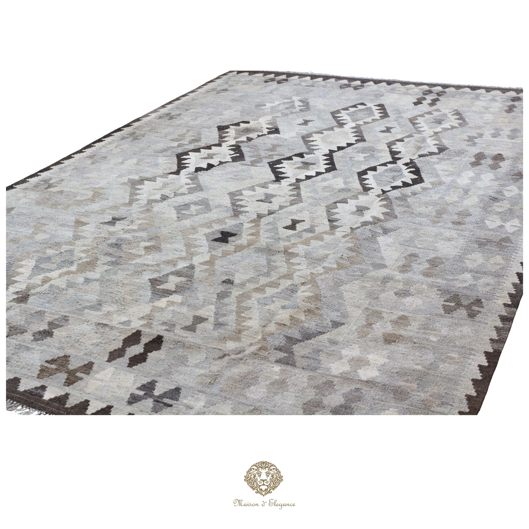 Alfombra Kilim Transicional Lana Geométrica 203x305 cm - Tintes Naturales