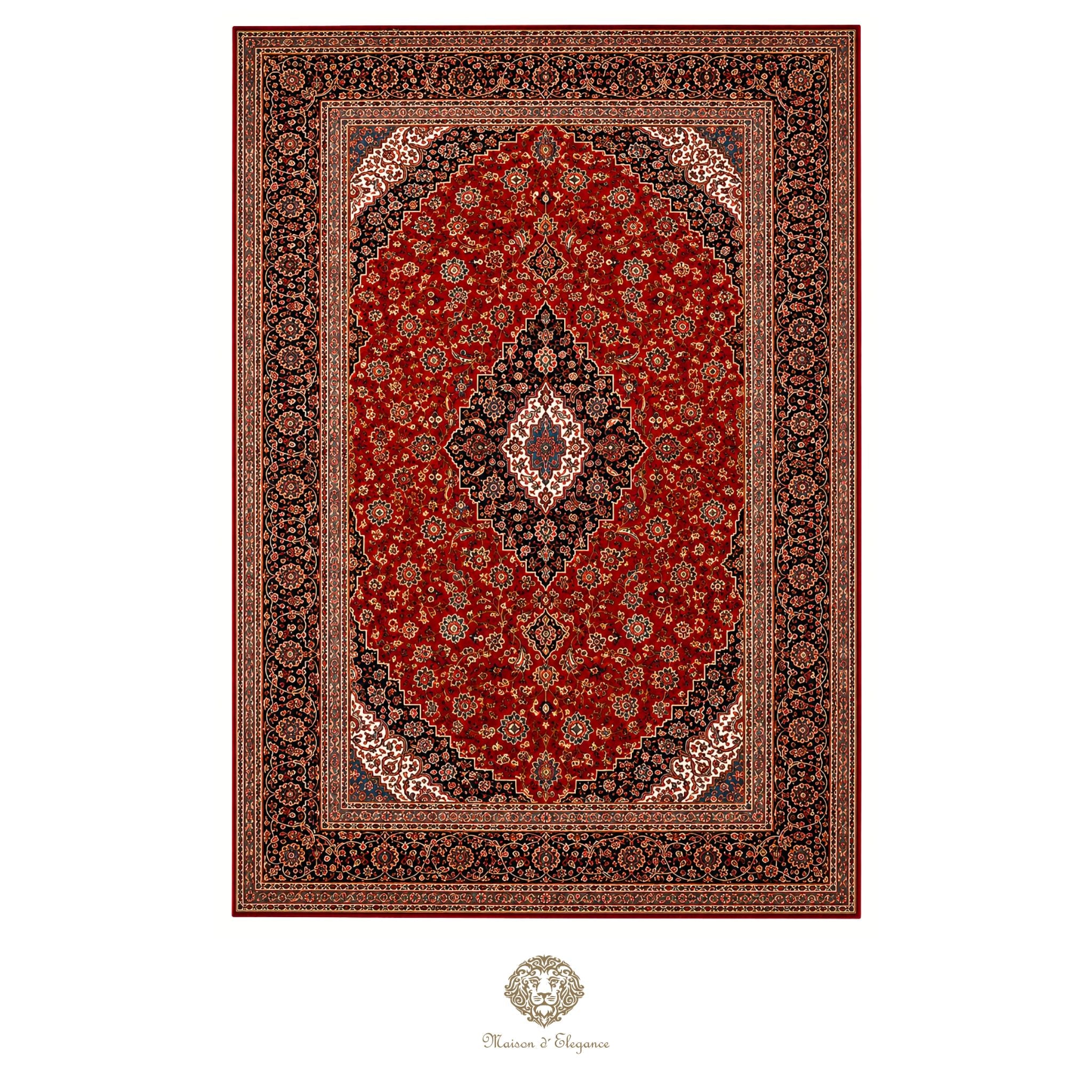 Impresionante alfombra clásica persa Kashan con diseño de medallón | Colores naturales vibrantes 300 x 395 cm