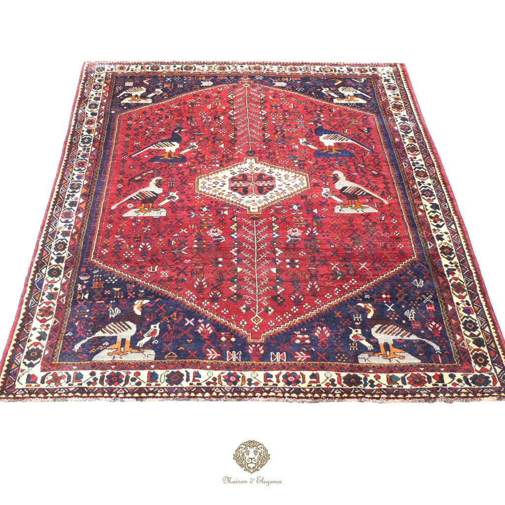 Alfombra persa Qashqai Shiraz | Diseño geométrico tribal teñido natural
