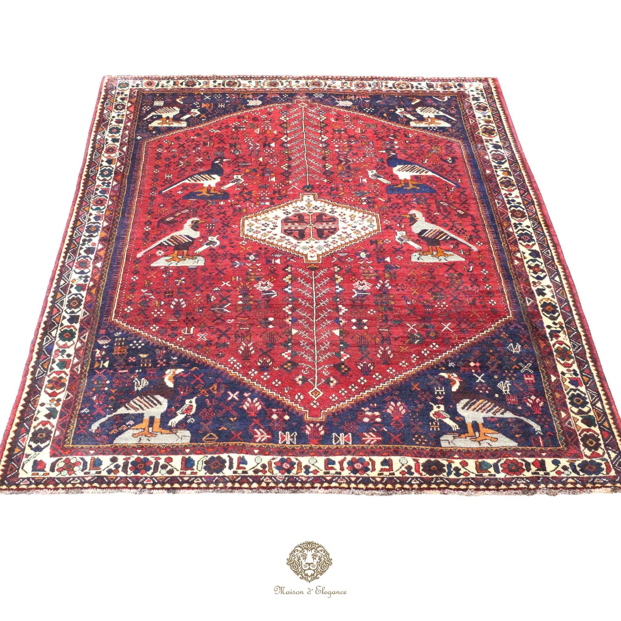 Alfombra persa Qashqai Shiraz | Diseño geométrico tribal teñido natural