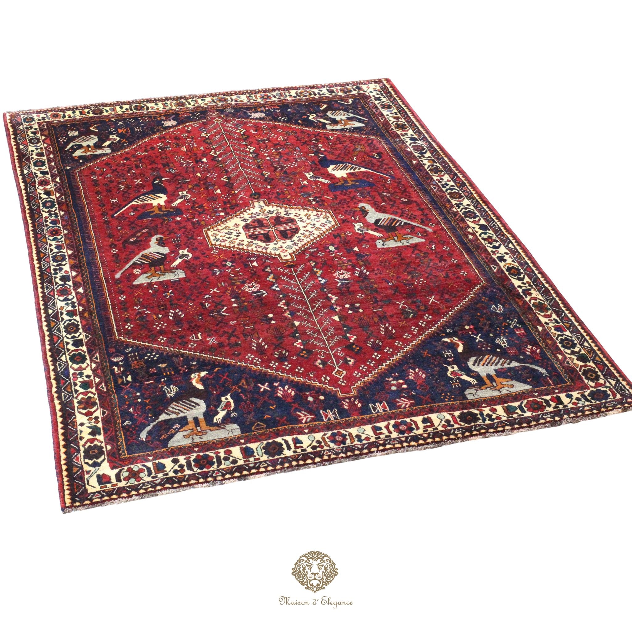 Alfombra persa Qashqai Shiraz | Diseño geométrico tribal teñido natural