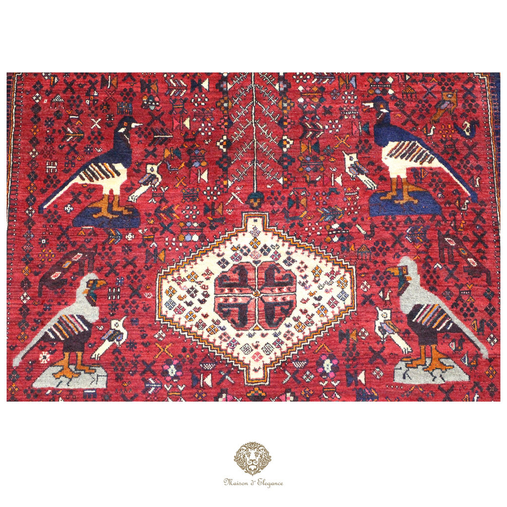 Alfombra persa Qashqai Shiraz | Diseño geométrico tribal teñido natural