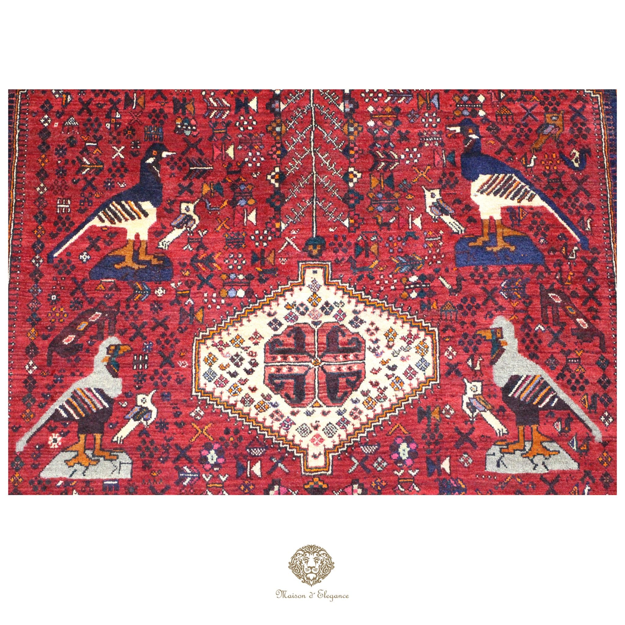 Alfombra persa Qashqai Shiraz | Diseño geométrico tribal teñido natural