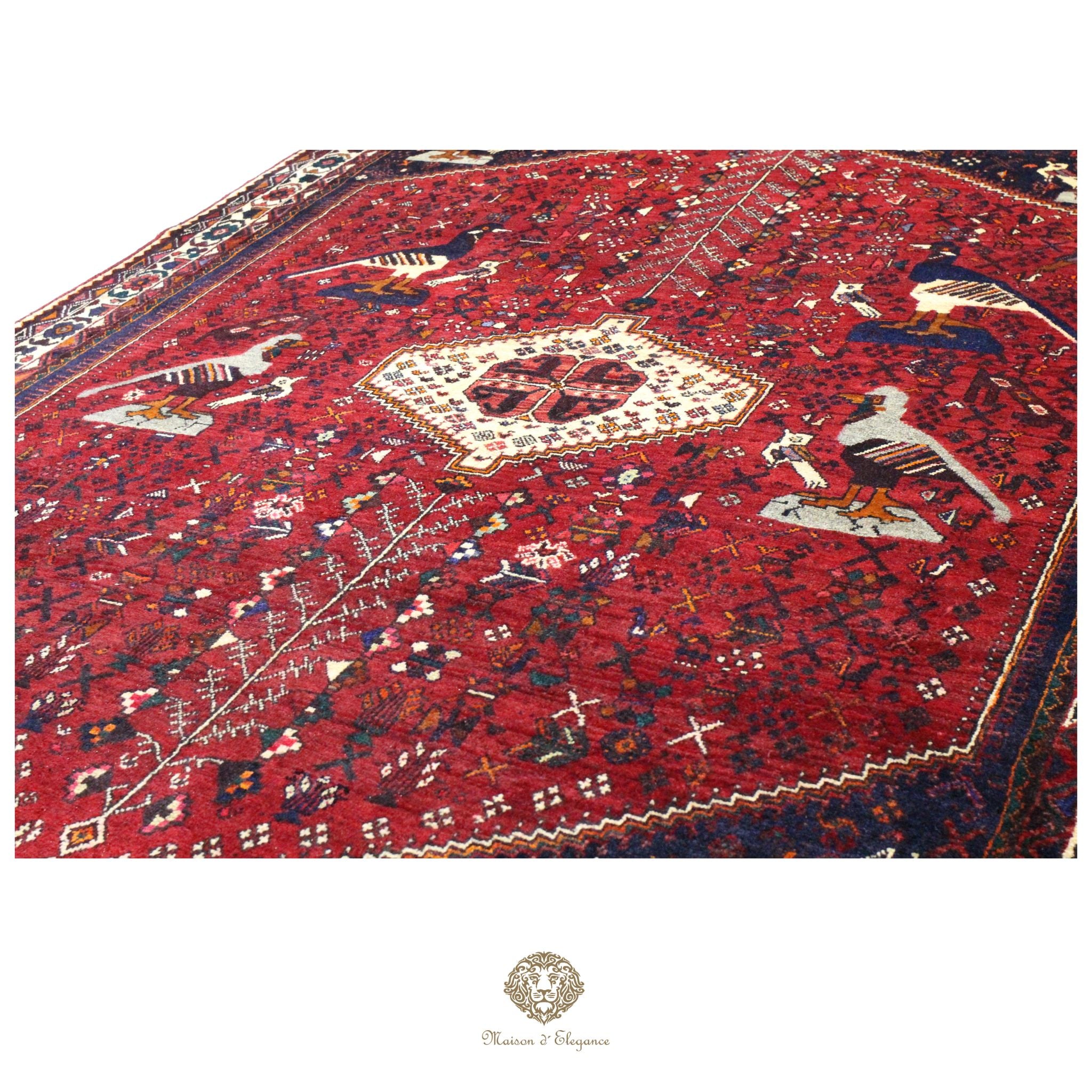 Alfombra persa Qashqai Shiraz | Diseño geométrico tribal teñido natural