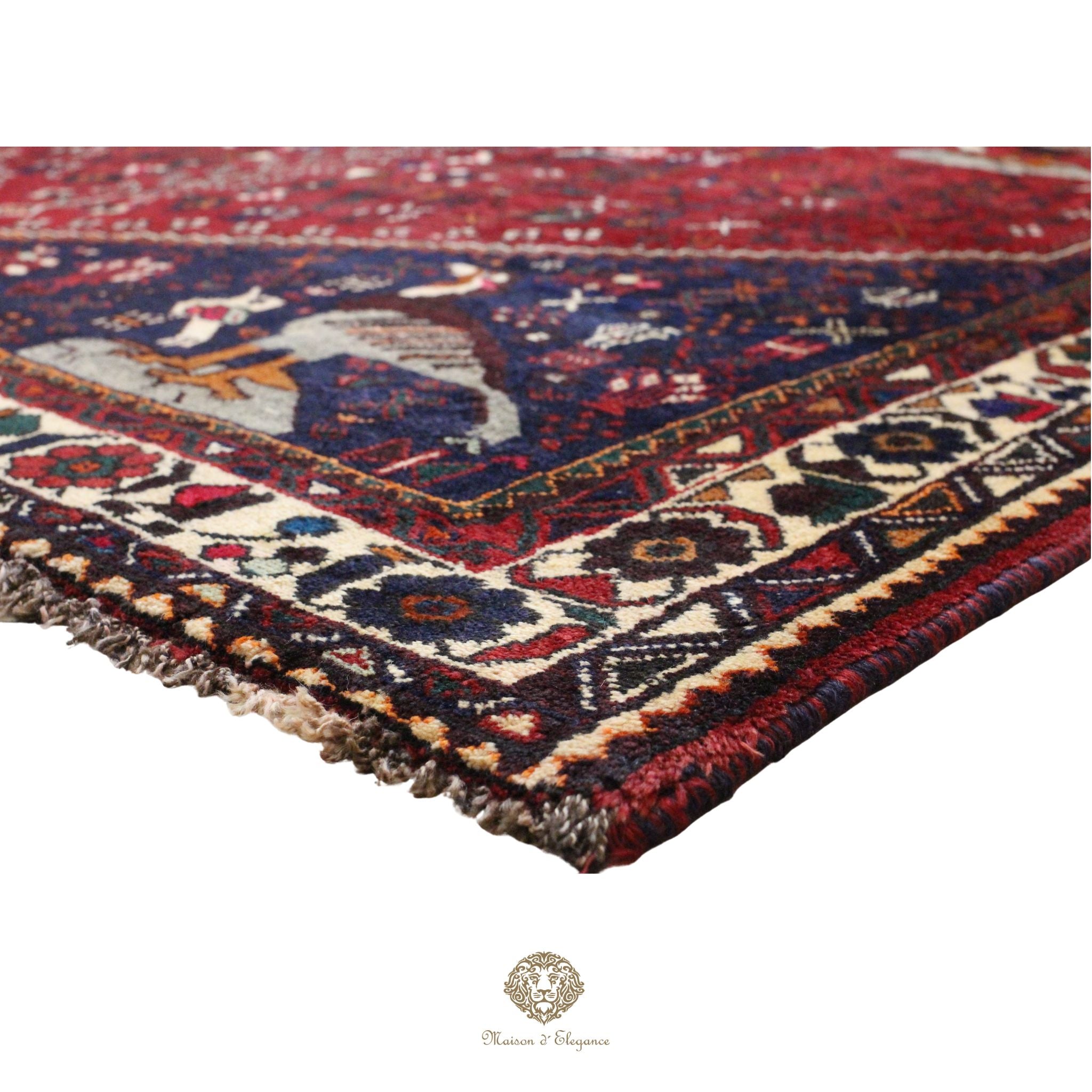 Alfombra persa Qashqai Shiraz | Diseño geométrico tribal teñido natural