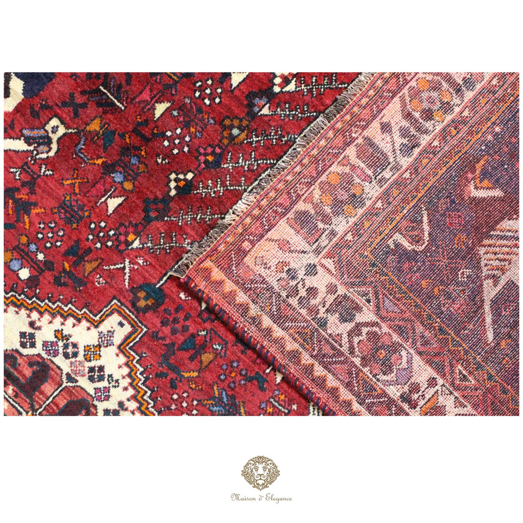 Alfombra persa Qashqai Shiraz | Diseño geométrico tribal teñido natural