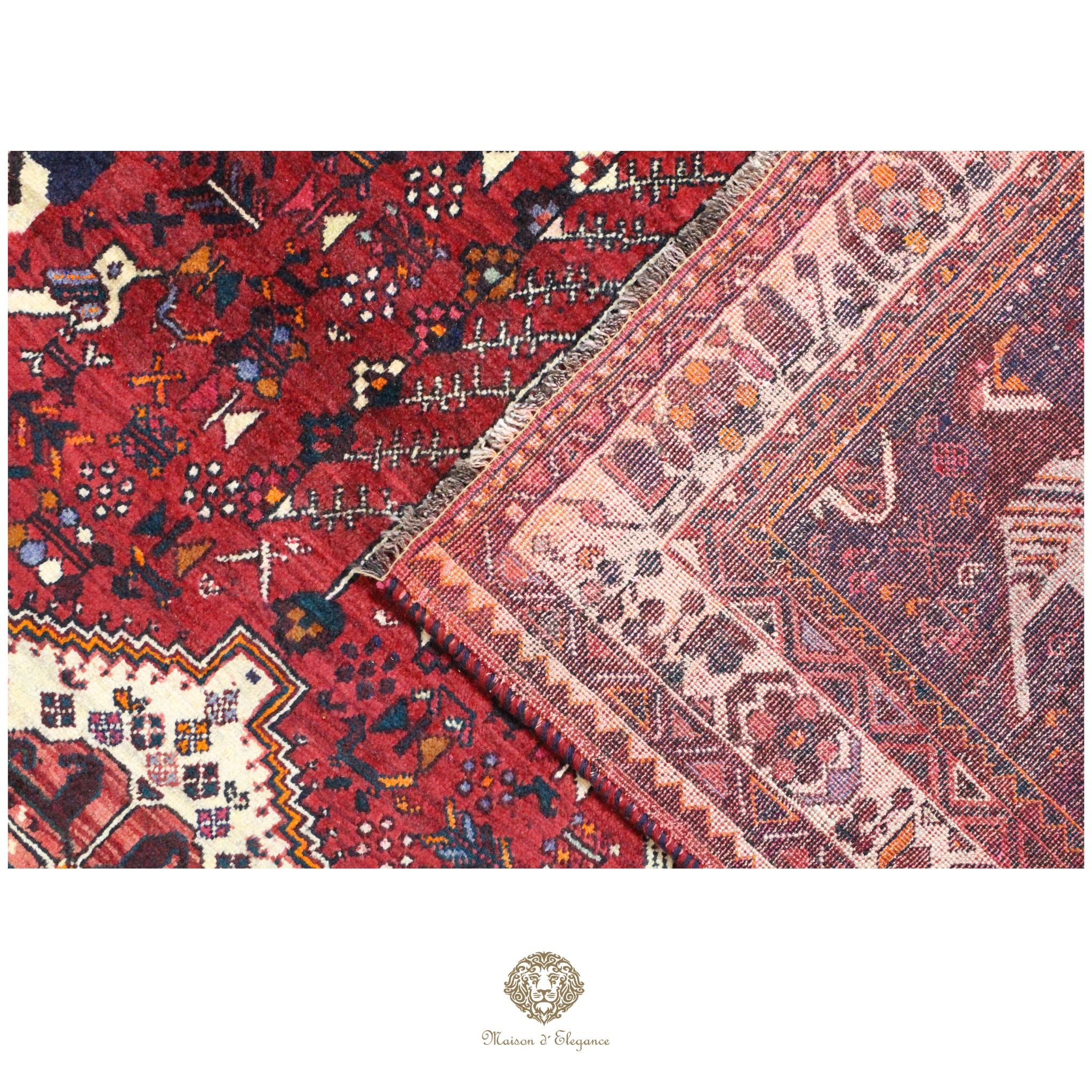 Alfombra persa Qashqai Shiraz | Diseño geométrico tribal teñido natural