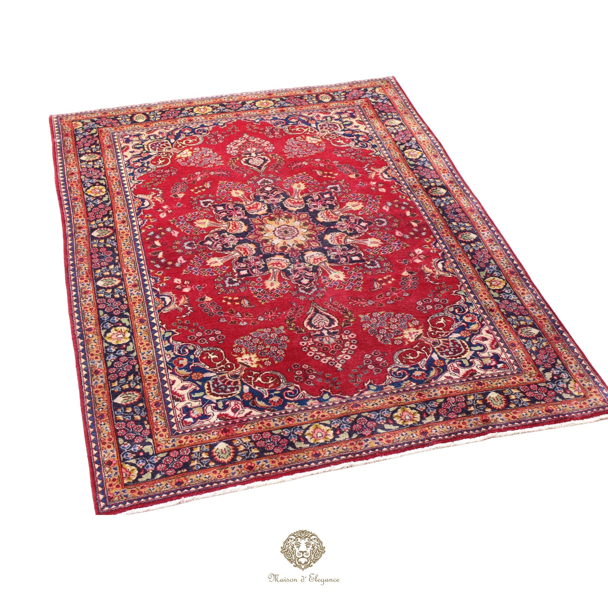 Alfombra Persa Mashhad Lana | Floral Medallón Design  Rojo 194x290 cm