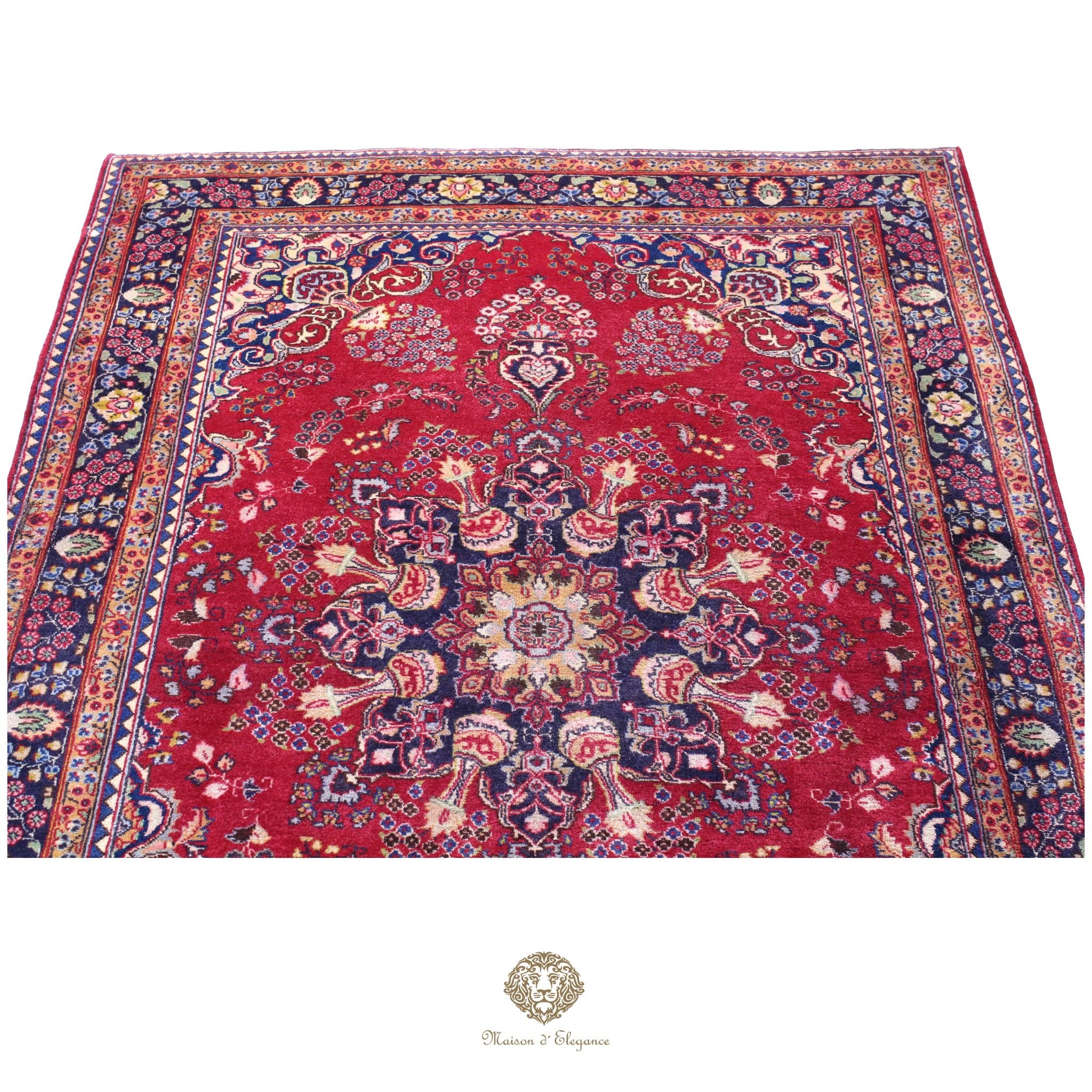 Alfombra Persa Mashhad Lana | Floral Medallón Design  Rojo 194x290 cm