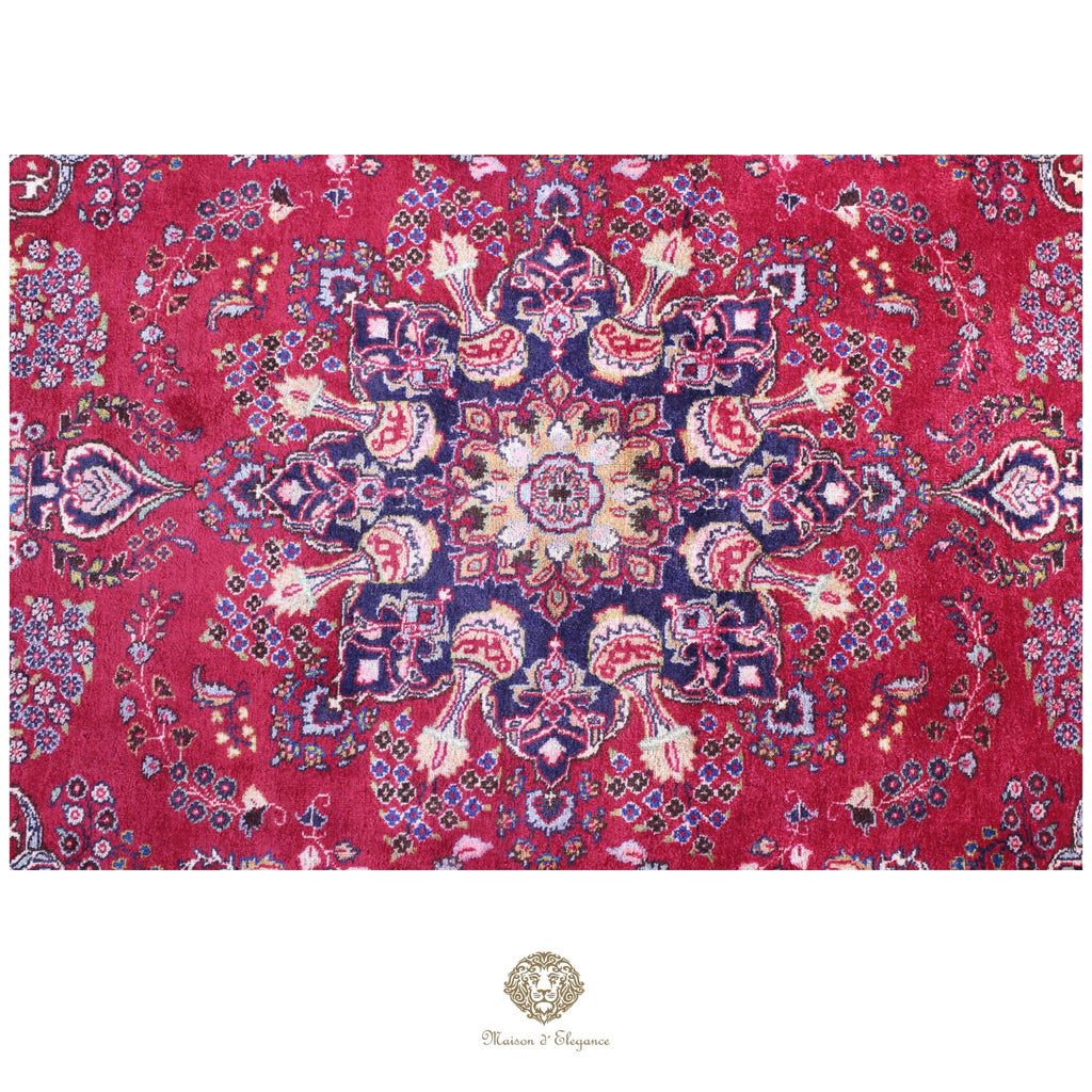 Alfombra Persa Mashhad Lana | Floral Medallón Design  Rojo 194x290 cm