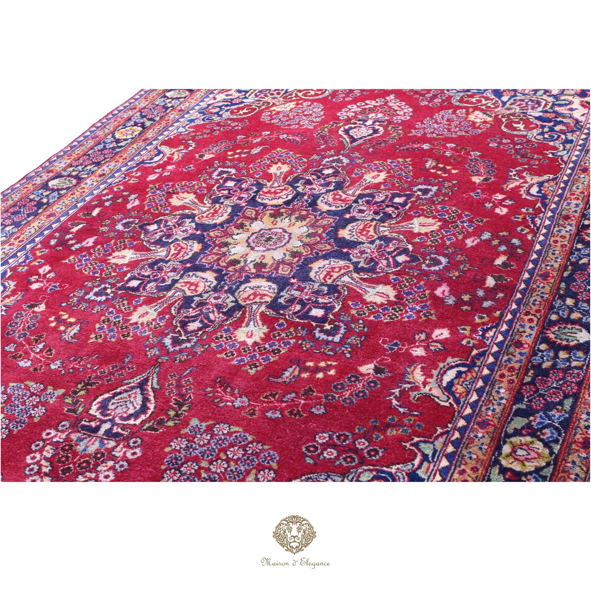 Alfombra Persa Mashhad Lana | Floral Medallón Design  Rojo 194x290 cm