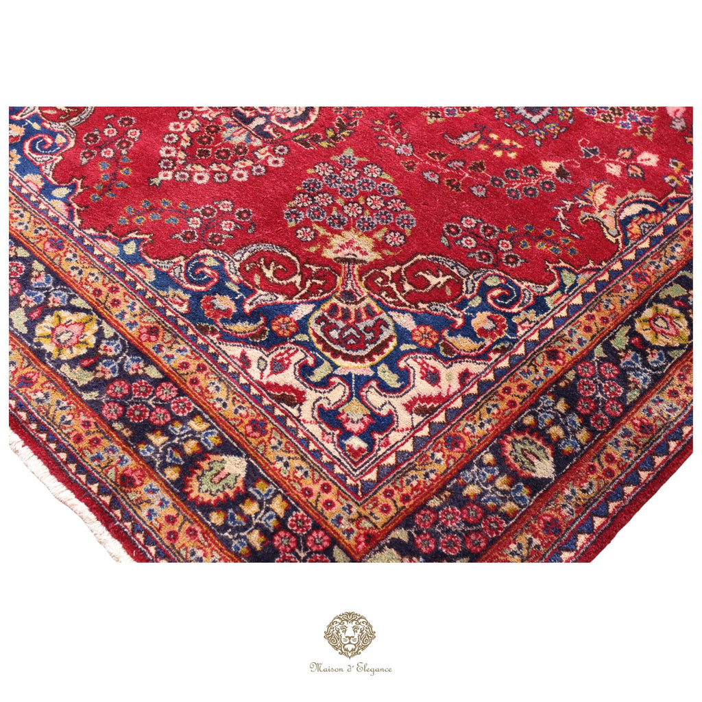 Alfombra Persa Mashhad Lana | Floral Medallón Design  Rojo 194x290 cm