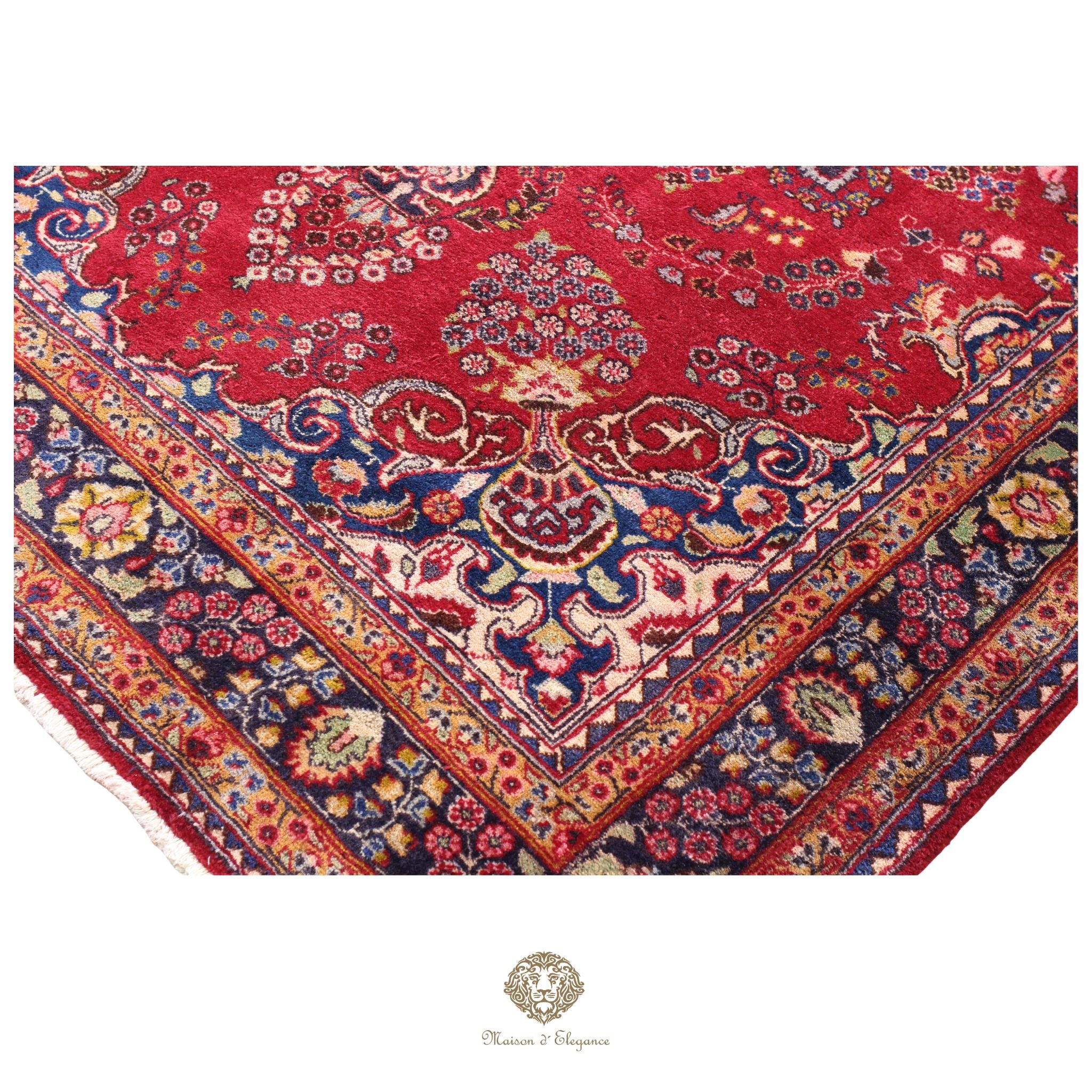 Alfombra Persa Mashhad Lana | Floral Medallón Design  Rojo 194x290 cm