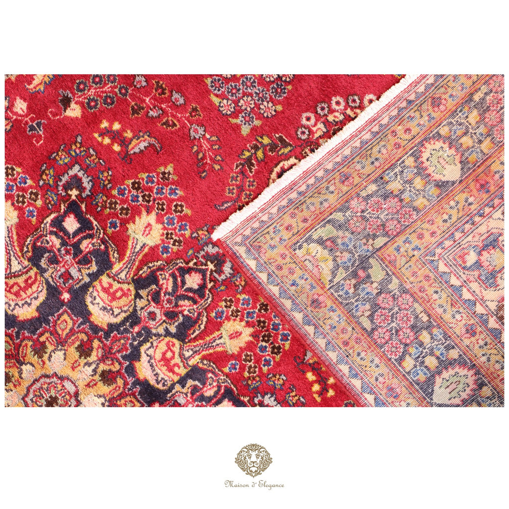 Alfombra Persa Mashhad Lana | Floral Medallón Design  Rojo 194x290 cm