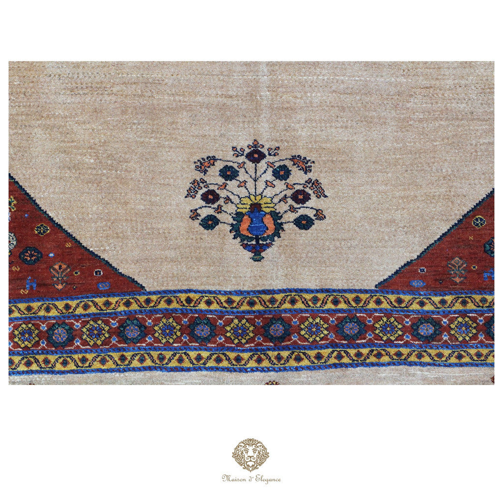Alfombra persa Trible Fine Kashkuli con tintes naturales | Loribaft de lana hecha a mano 164 x 237 cm