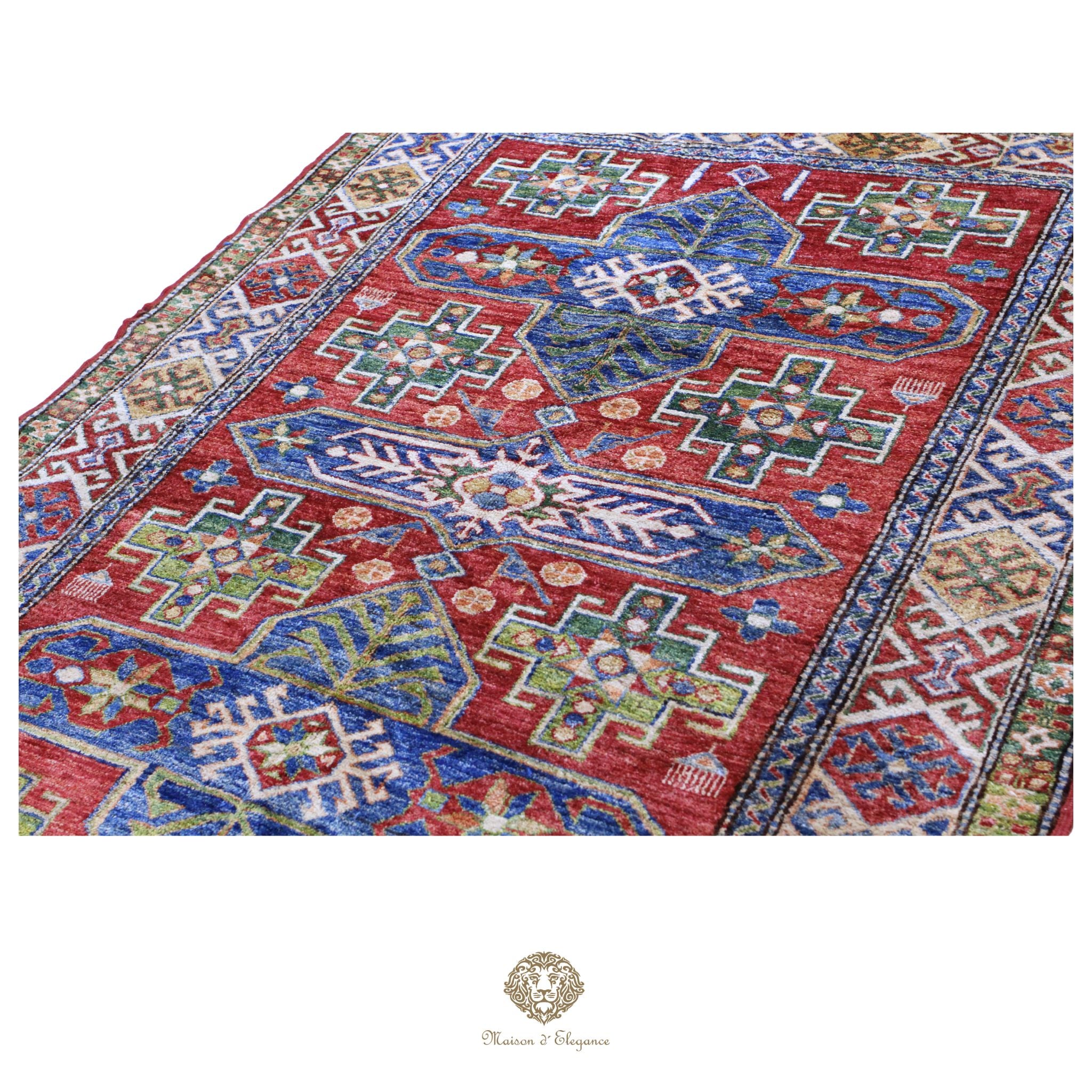 Alfombra oriental de lana Kazak, tradicional | Diseño geométrico Afganistán, 150 x 206 cm