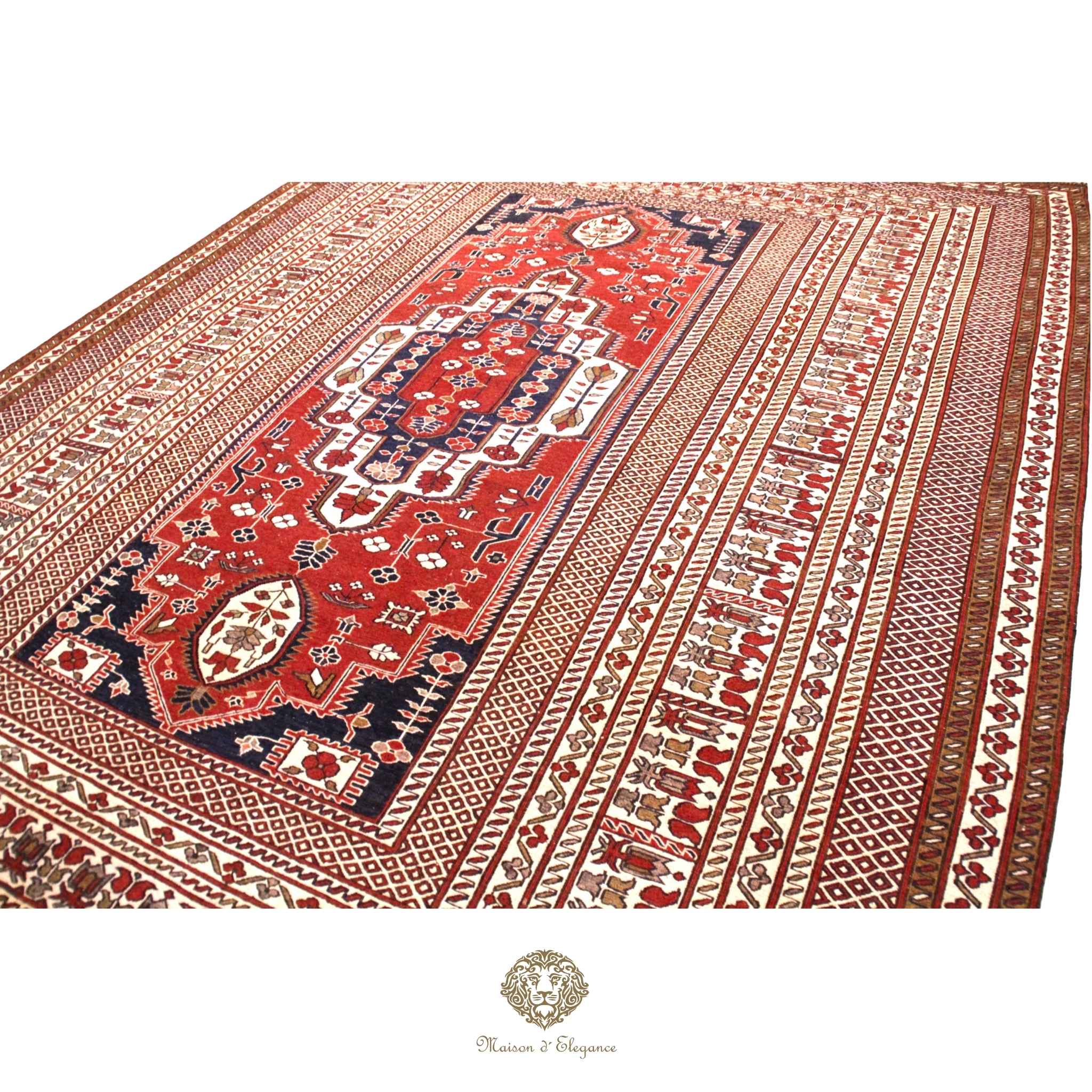 Fine Rare Flat-Weave Sumac Persian Wool Kilim | Medallion Design
