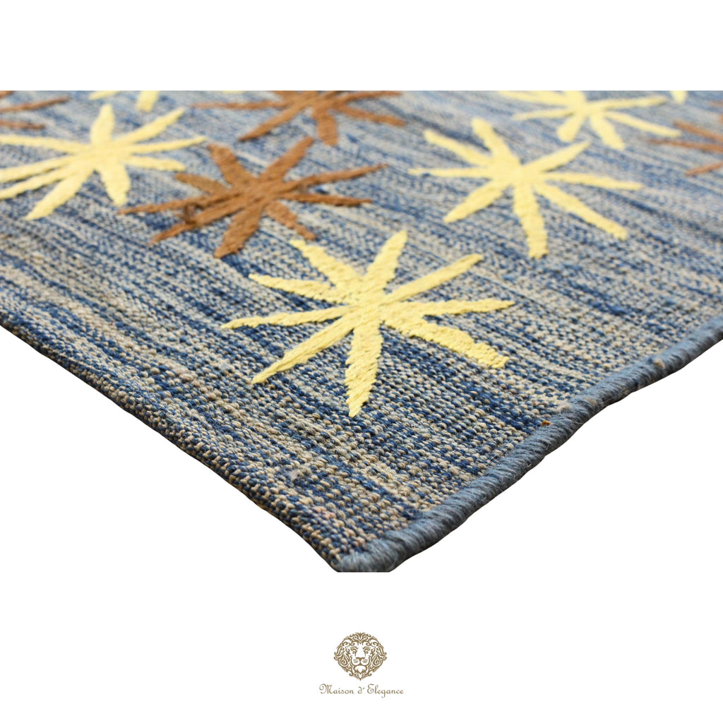 Kilim única moderna Tejido a Mano | Alfombra Plana de Lana y Seda con Tintes Naturales 186x357 cm