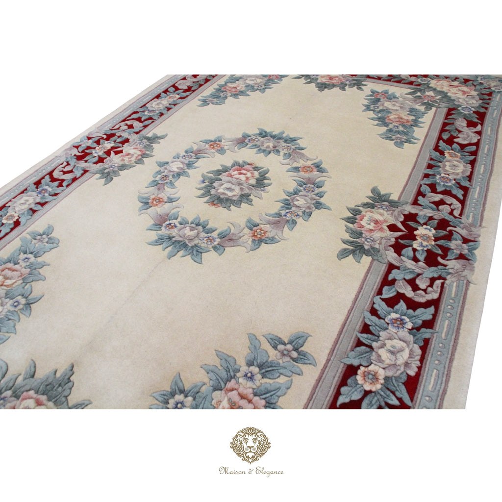 Decorative rug with floral patterns on a white background