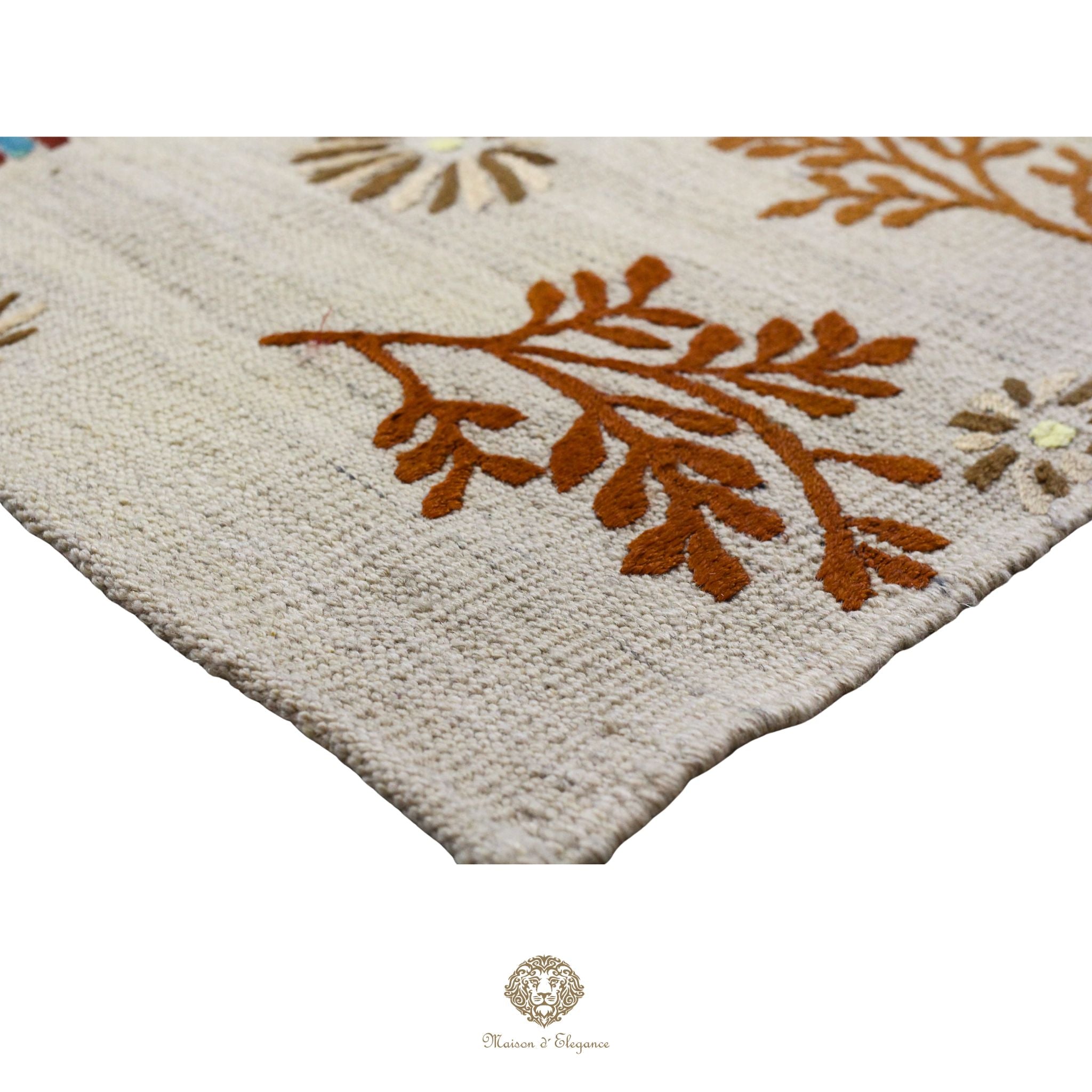 Kilim única moderna Tejido a Mano | Alfombra Plana de Lana y Seda con Tintes Naturales 160x206 cm