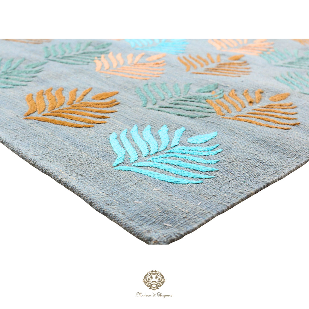 Kilim única moderna Tejido a Mano | Alfombra Plana de Lana y Seda con Tintes Naturales 182x256 cm