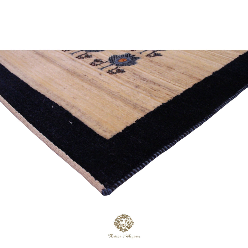 Lujosa alfombra persa de lana Qashqai hecha a mano: diseño tradicional de cachemira, colección Zollanvari