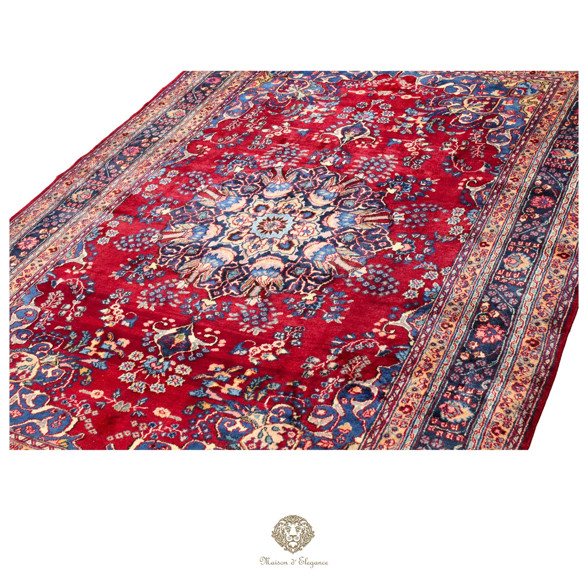 Alfombra Persa Mashhad Lana | Floral Medallón Design  Rojo 244 x 347 cm