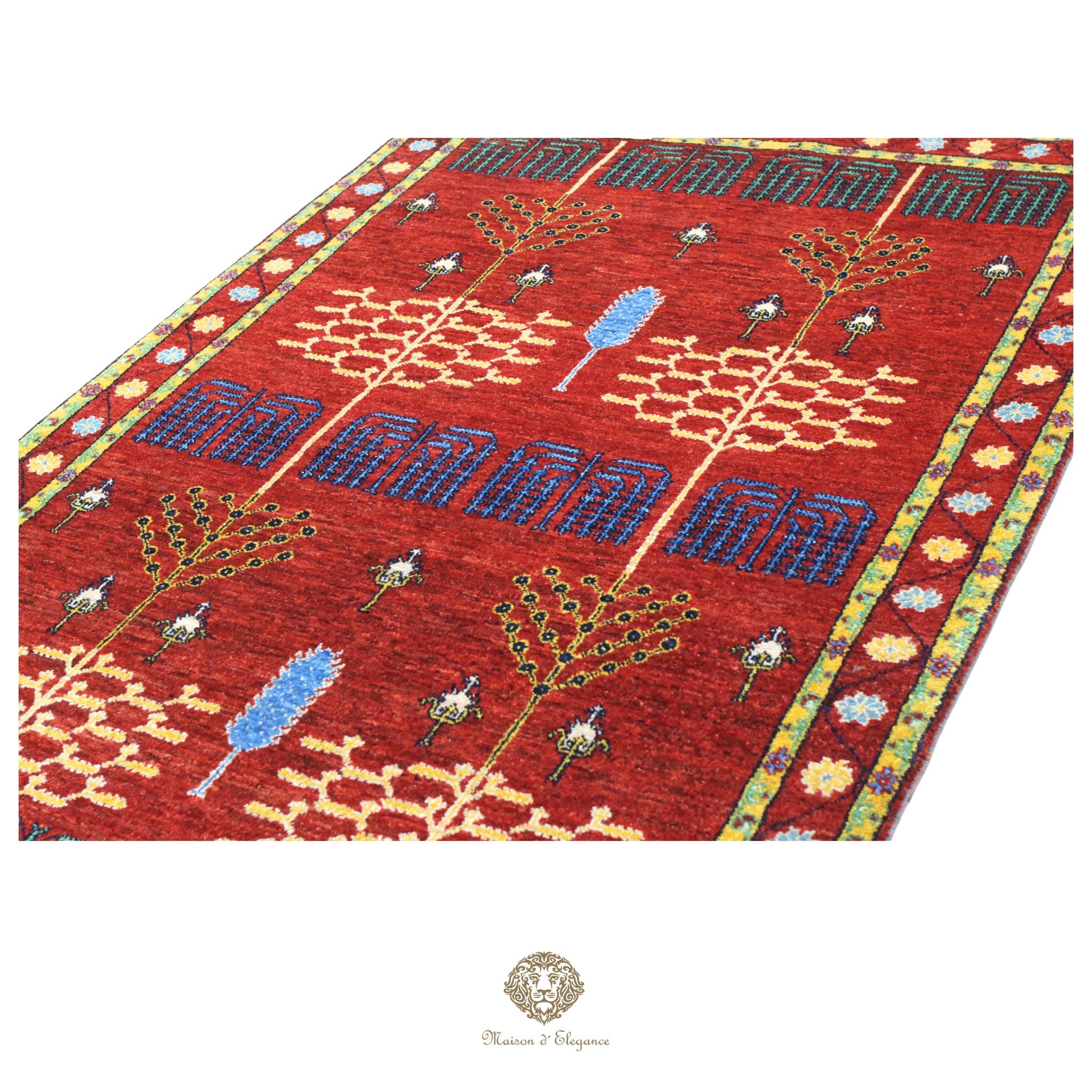 Alfombra persa Trible Fine Kashkuli con tintes naturales | Loribaft de lana hecha a mano 119 x 177 cm