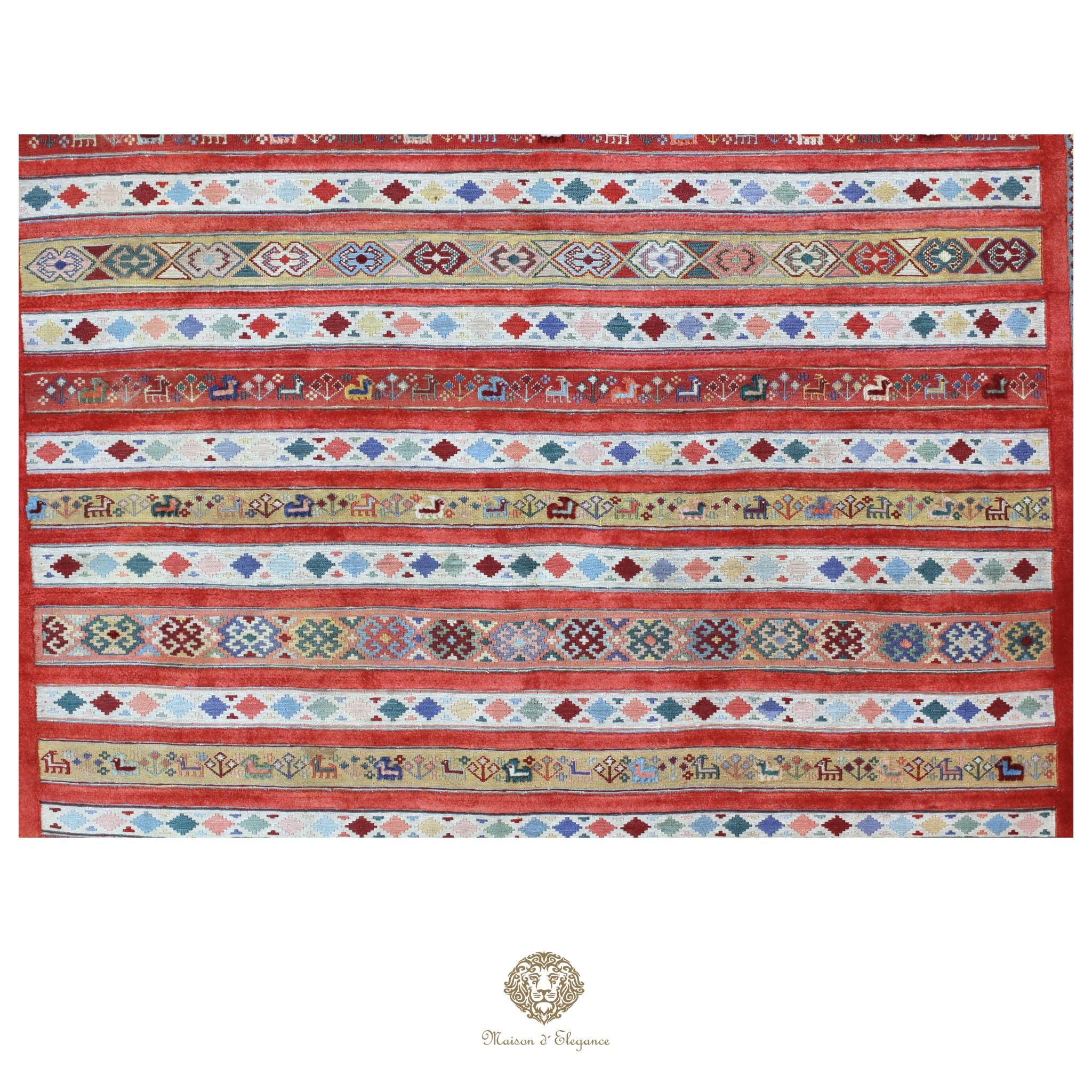 Kilim y alfombra persa Kashkuli de lana con tejido bitécnico | Relieve hecho a mano, color natural, 144 x 200 cm