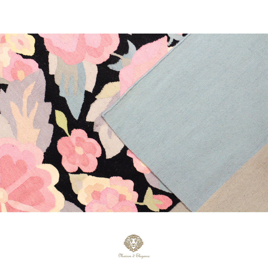 Alfombra Kilim fina, tejido plano, lana color natural | Diseño floral europeo, 270x361 cm