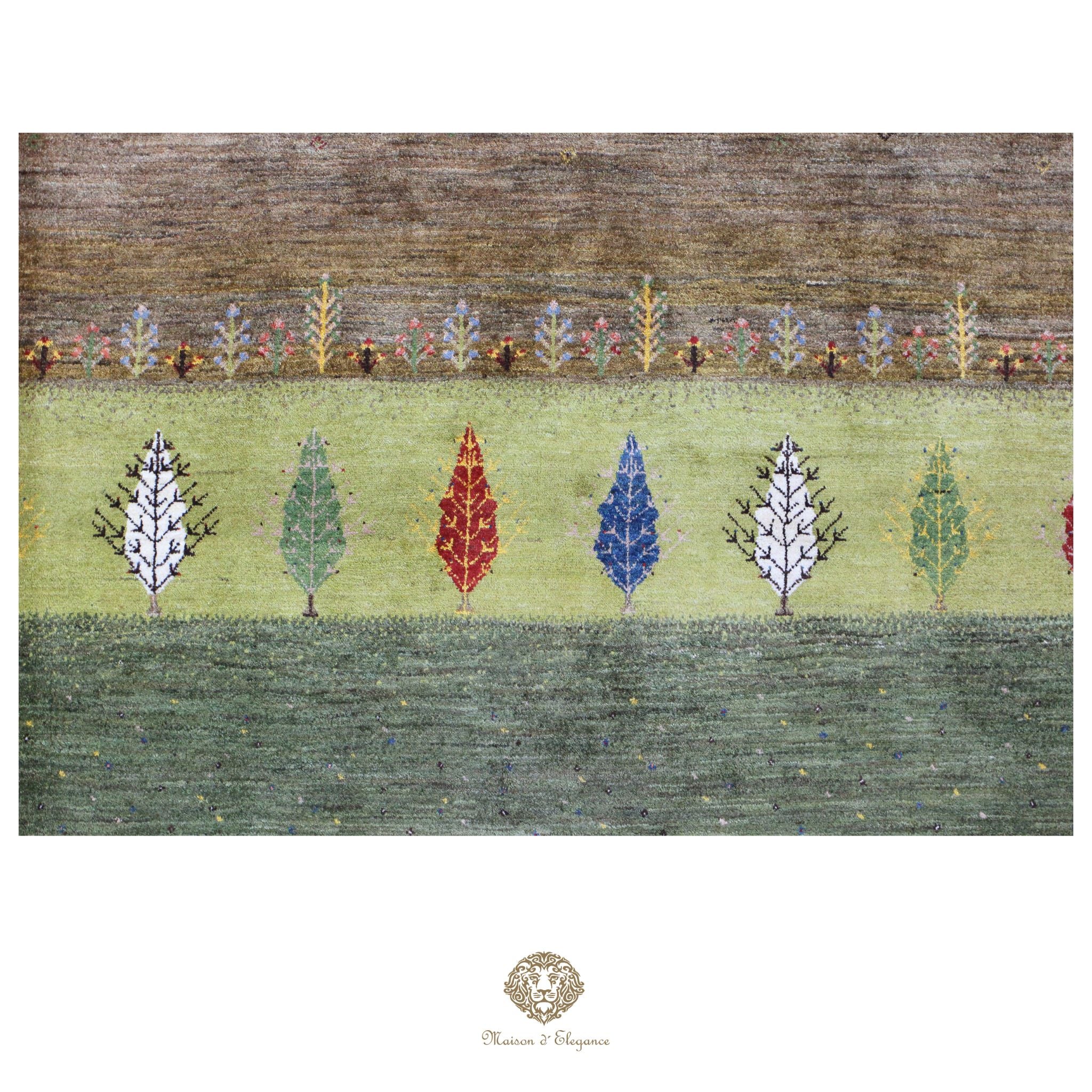 Alfombra persa Kashkuli colorido tribal naturale color | Gabbeh de lana hecha a mano 182 x 220 cm