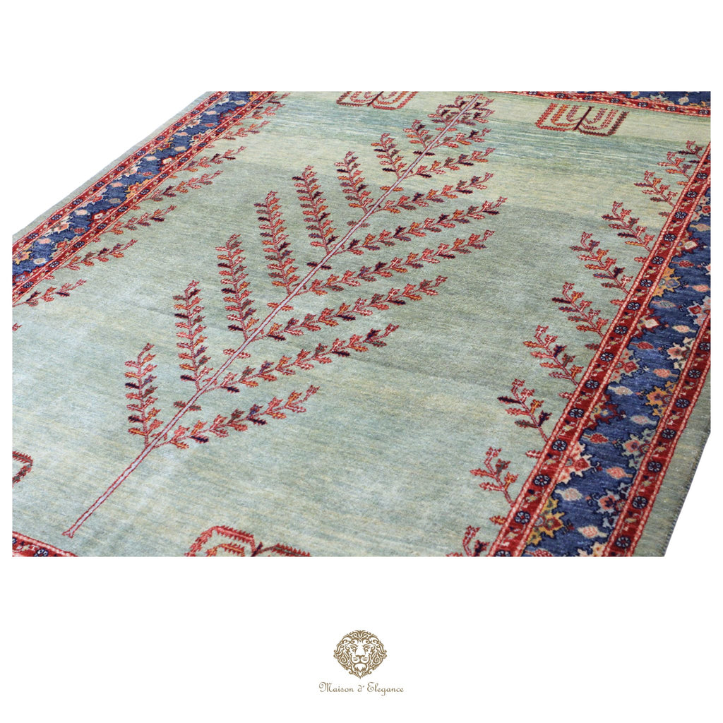 Alfombra persa Trible Fine Kashkuli con tintes naturales | Loribaft de lana hecha a mano 156 x 208 cm