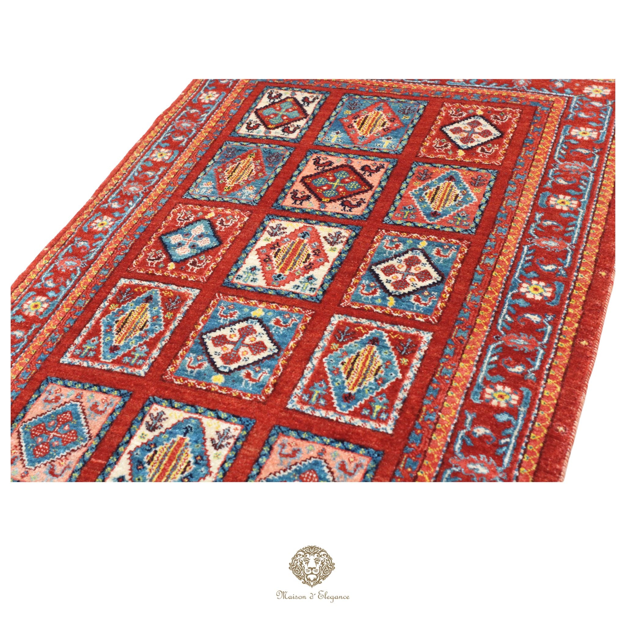 Alfombra persa Trible Fine Kashkuli con tintes naturales | Loribaft de lana hecha a mano 84 x 127 cm