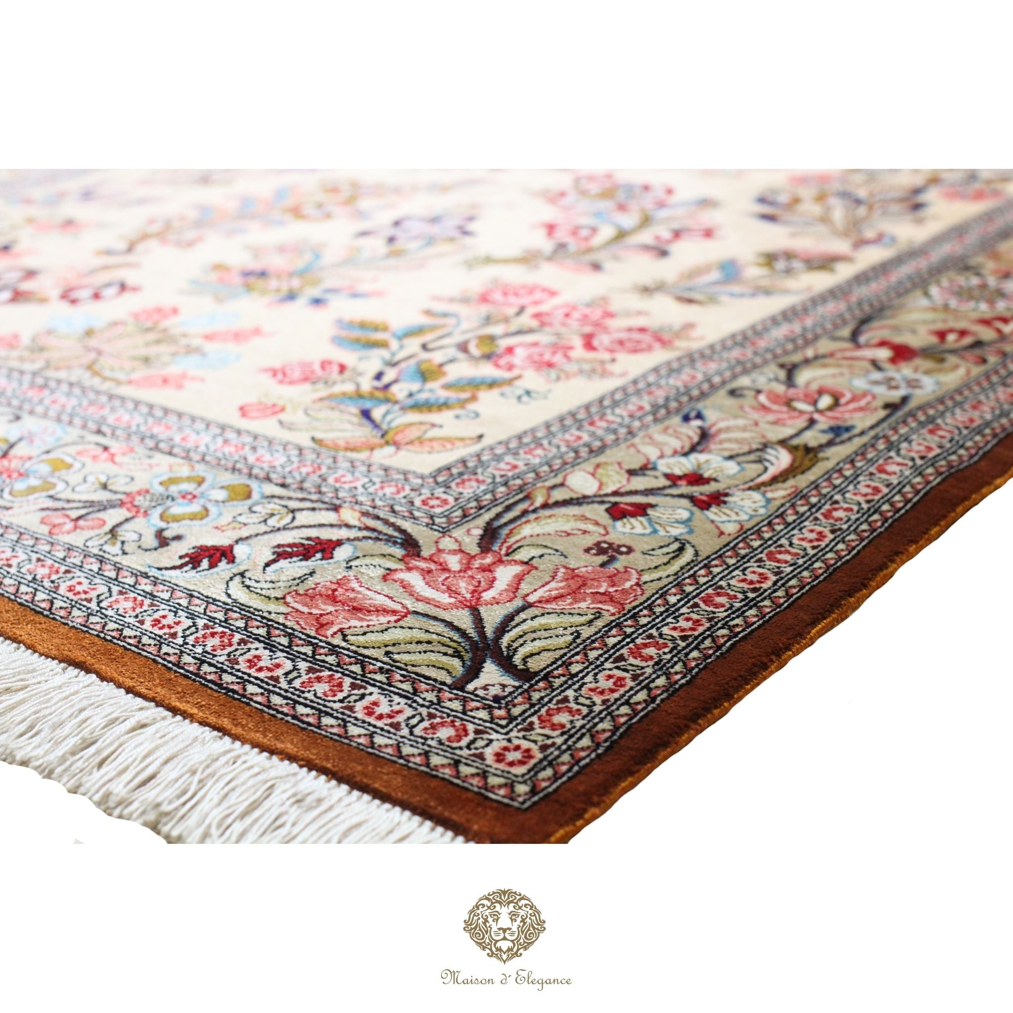 Alfombra persa exclusiva de seda pura, anudada a mano, teñida de forma natural, obra maestra de alta gama, firmada, 98 x 150 cm