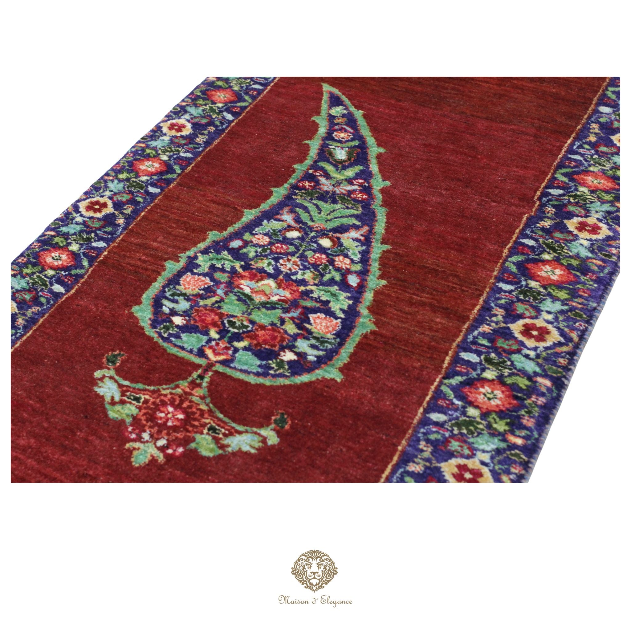 Alfombra persa de lana hecha a mano Kashkuli Nomadic | Diseño Cypress 57 x 108 cm