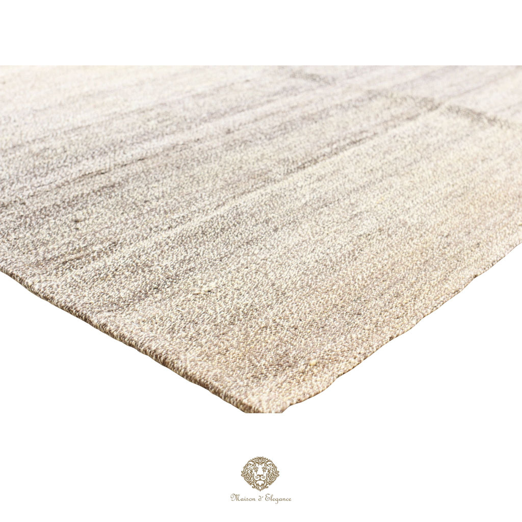 Alfombra persa Kia Sar Kilim hecha a mano de lana, blanca | Kilim de diseño Maison moderne 186x233 cm