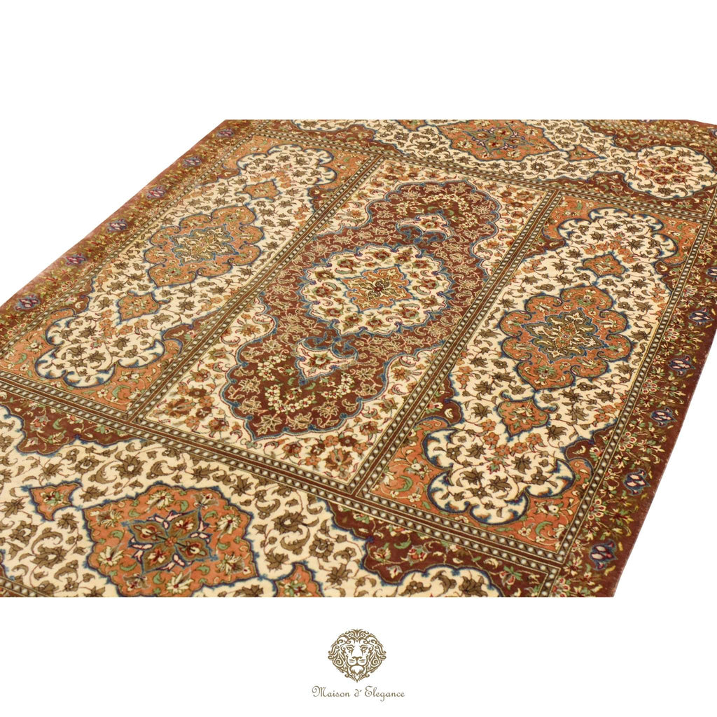 High-End Pure Silk Persian Rug - Hand-Knotted Natural Dyed Masterpiece with Signature