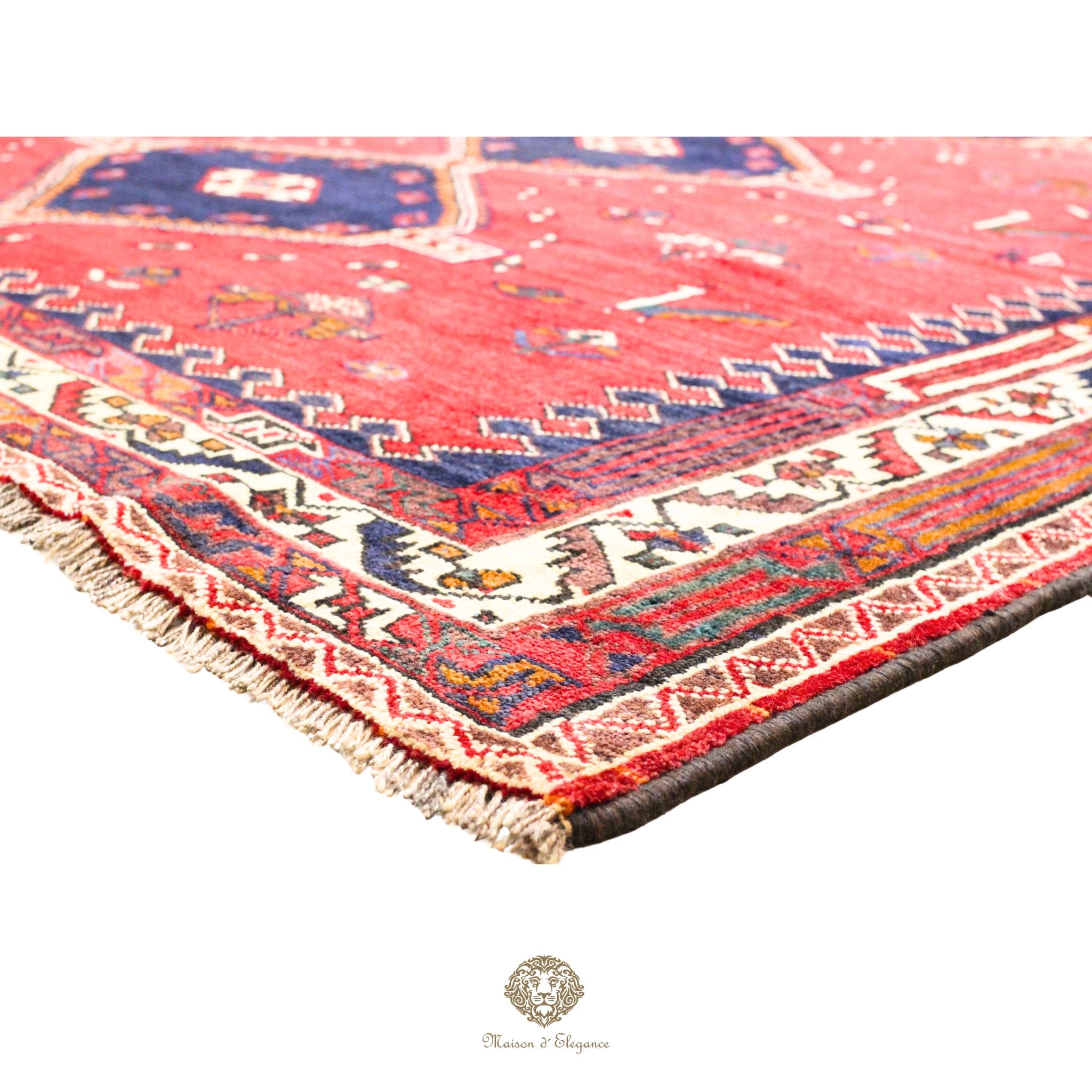 Alfombra persa Qashqai Shiraz | Diseño geométrico tribal teñido natural
